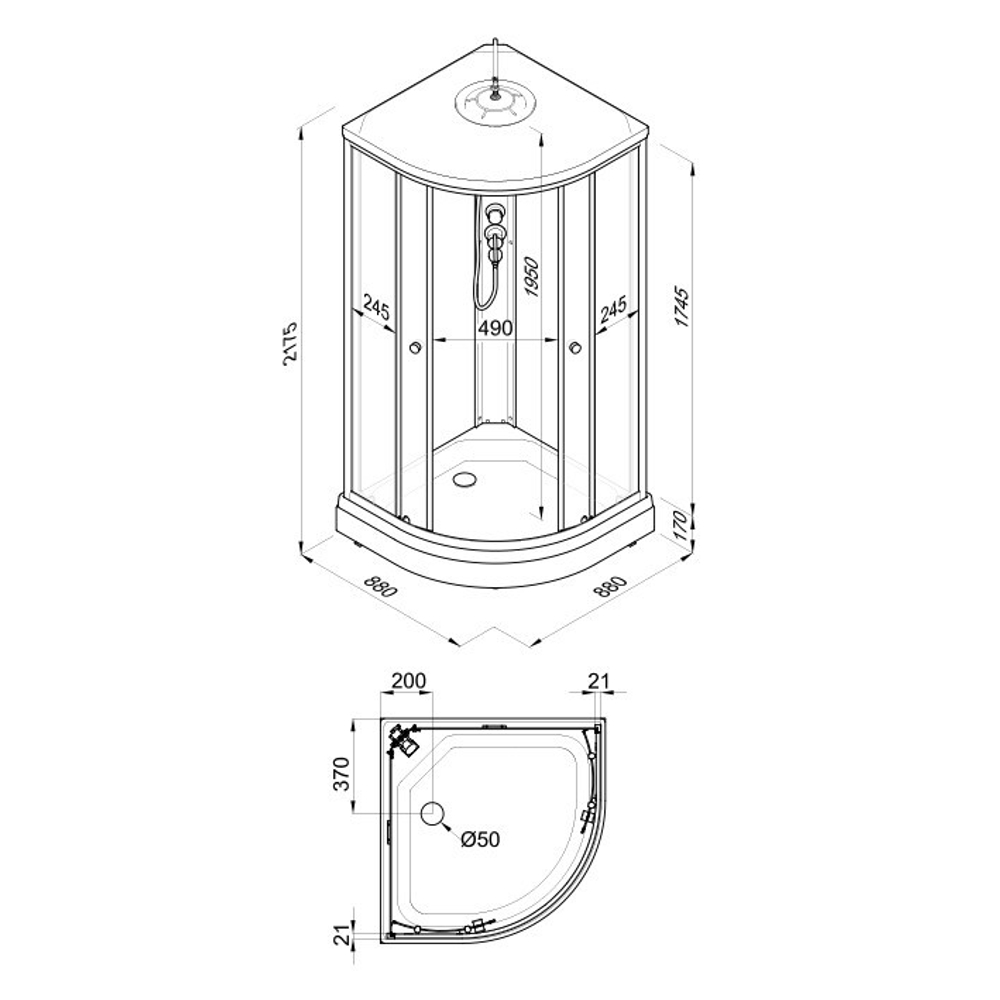 Душевая кабина Triton Экстра 88x88