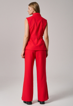 Брюки прямые с кнопками красные