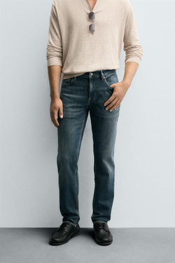 ZARA ДЖИНСЫ SLIM FIT БАЗОВЫЕ, СИНИЙ