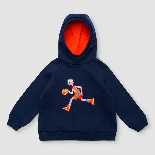 Толстовка темно-синего цвета с капюшоном "Баскетболист"