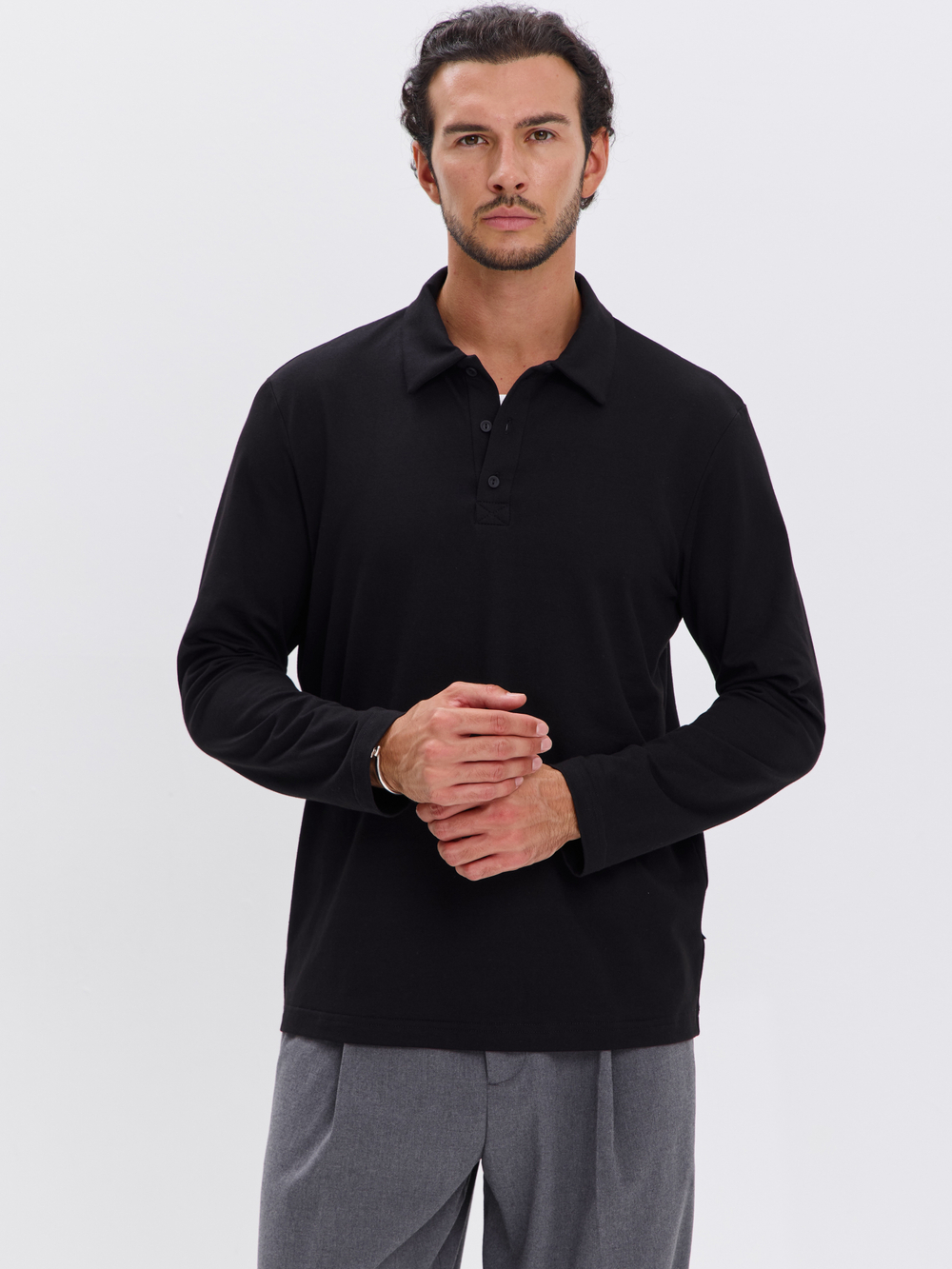 Повседневный базовый лонгслив поло