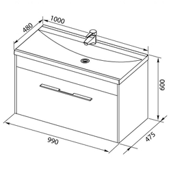 Тумба с раковиной Aquanet Августа 100 дуб сонома