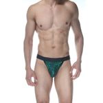 Мужские трусы стринги изумрудные блестящие Don Moris DM102132