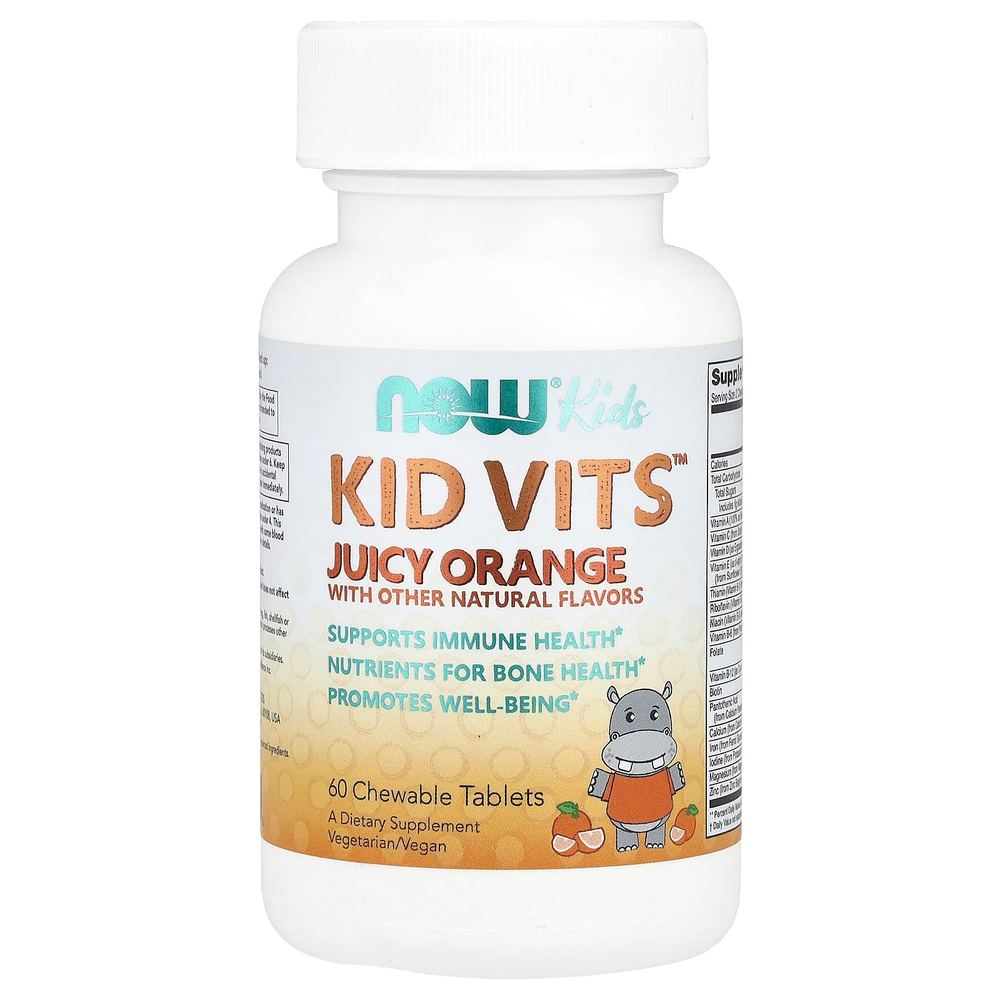 NOW Foods, Kids, Kid Vits ™, сочный апельсин, 60 жевательных таблеток