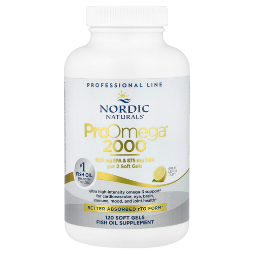 Nordic Naturals, ProOmega® 2000, омега-кислоты, со вкусом лимона, 120 капсул (1075 мг в 1 капсуле)