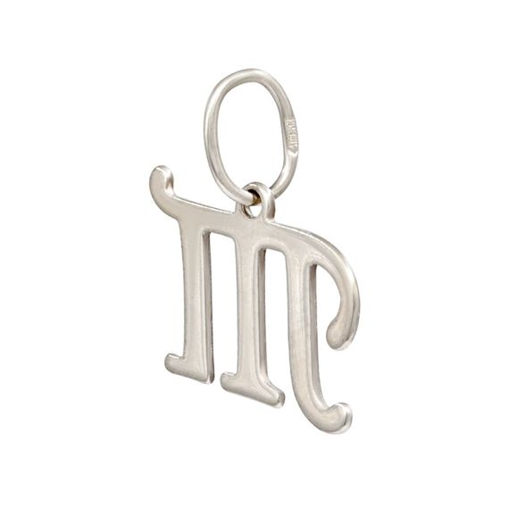 Подвеска в виде буквы Т - кулон из серебра 925 пробы, вид полубоком сзади