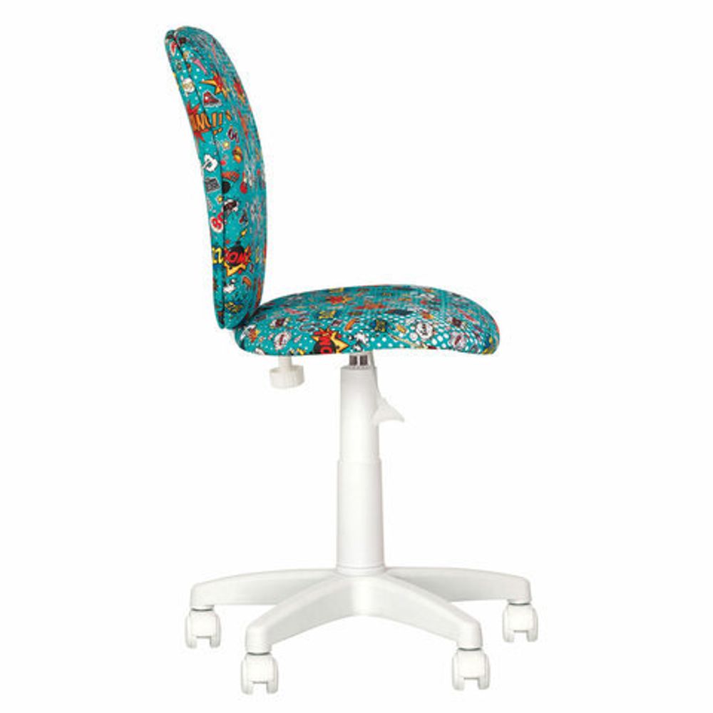 Кресло детское "POLLY GTS white" без подлокотников, бирюзовое с рисунком