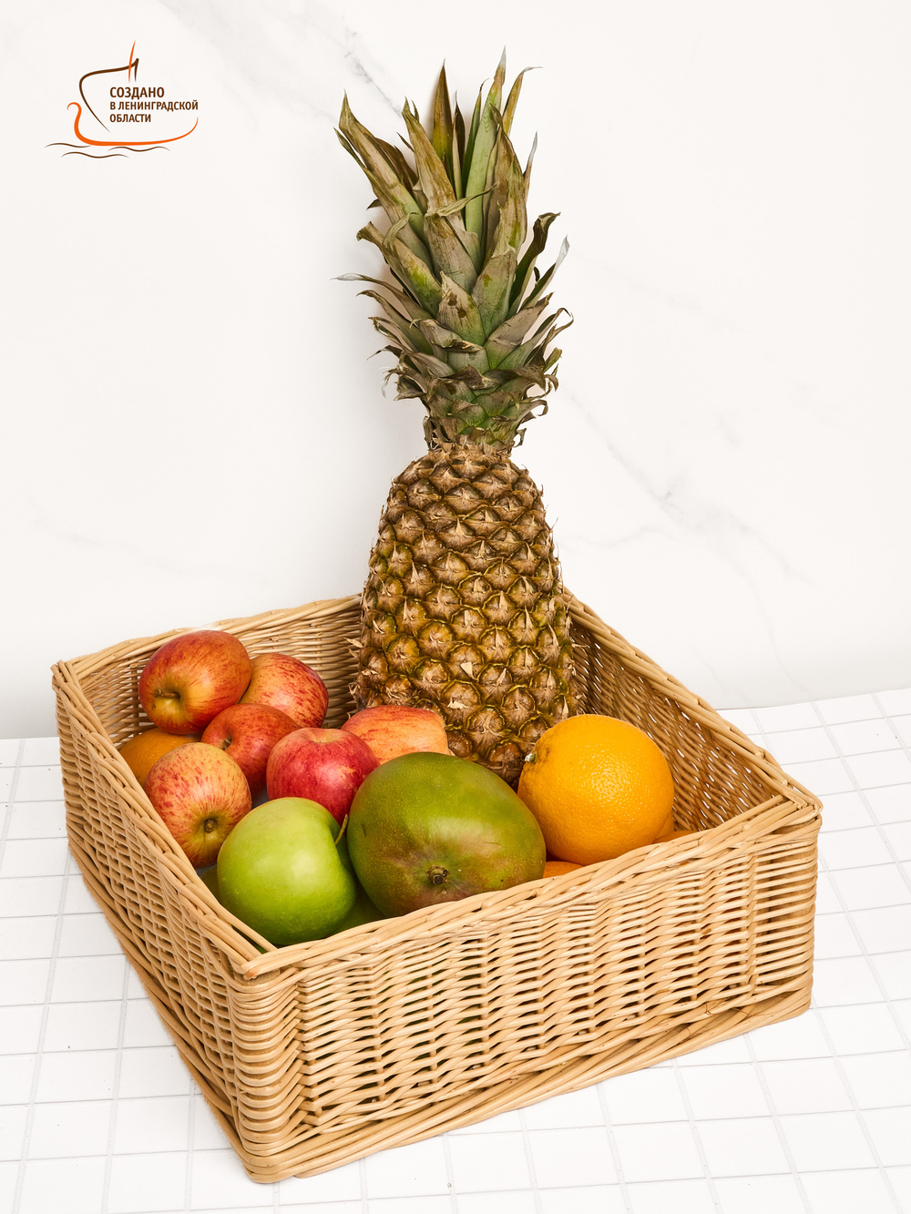 Корзина плетеная из ивовой лозы интерьерная, органайзер для хранения продуктов, кухонных принадлежностей, косметики, длина 35 см ширина 33 см высота 13 см