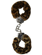Металлические наручники с пятнистым мехом "под леопарда" (Цвет: пятнистый)