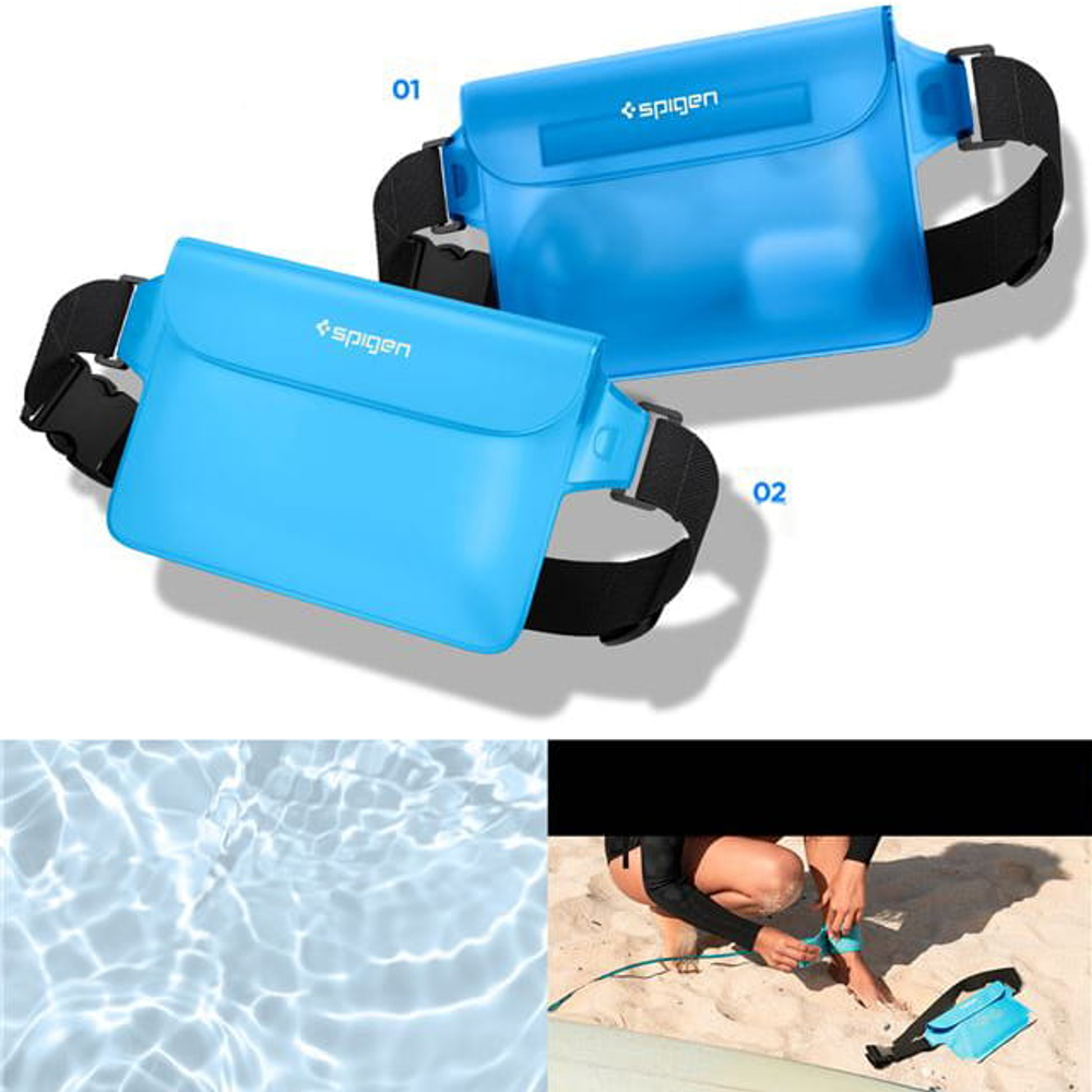 Водонепроницаемая сумка Spigen Aqua Shield WaterProof Waist Bag A620 2 Pack, sea blue