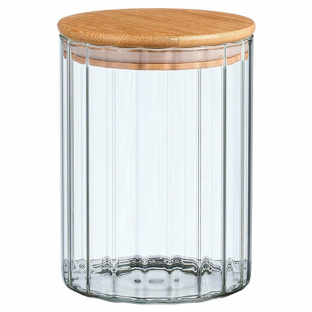 Банка для сыпучих продуктов 850мл "Vertical" с бамбуковой крышкой