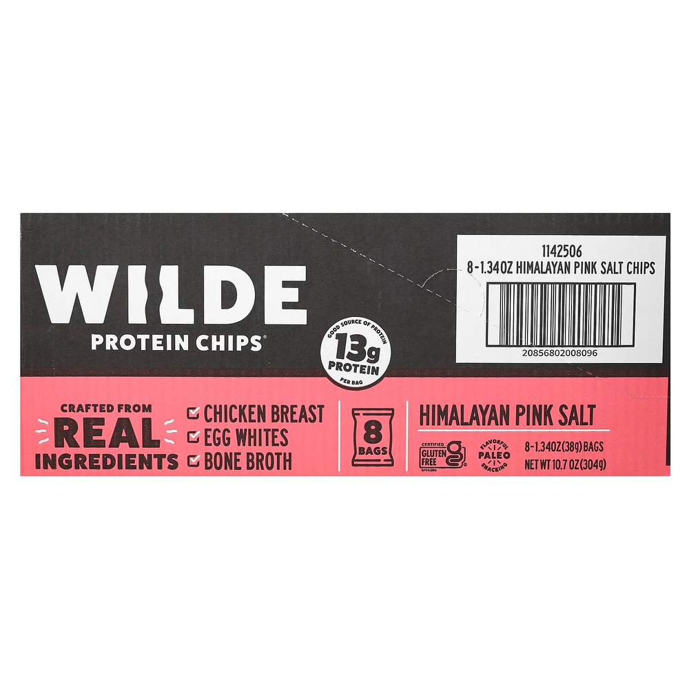 Wilde Brands, протеиновые чипсы, гималайская розовая соль, 8 пакетиков по 38 г (1,34 унции)