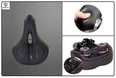 Седло комфорт "Wheel Ap" GEL, 270x200 мм, с гелевыми вставками, Elastomer, с отверстием (черный/черн