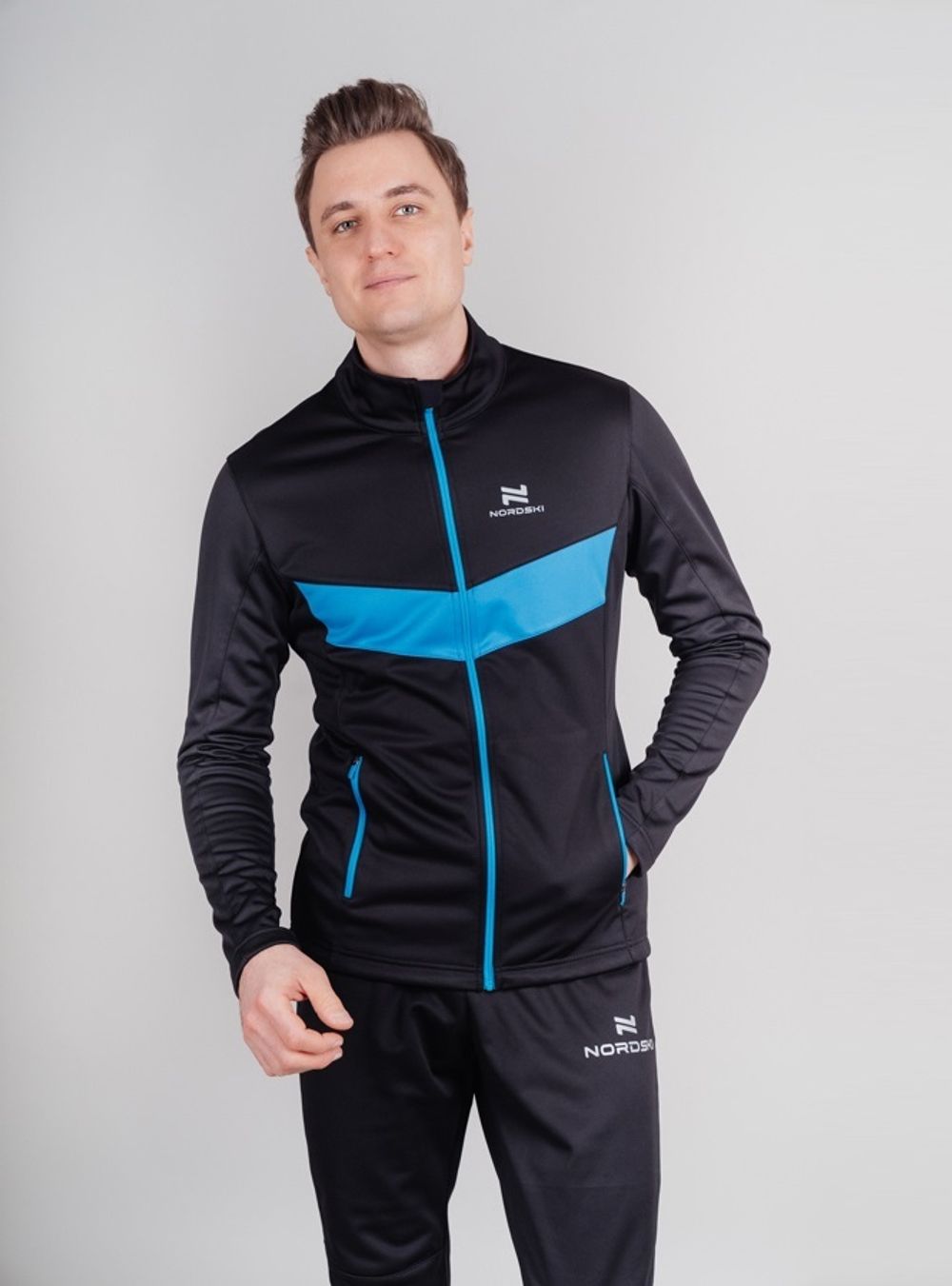 Утеплённая лыжная куртка Nordski Base черный-синий мужская