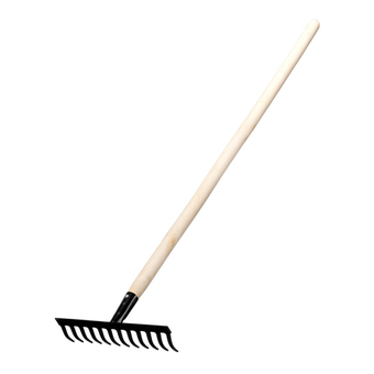 Грабли стальные, 300х1300 мм, 12 прямых зубьев, деревянный черенок, Сибртех