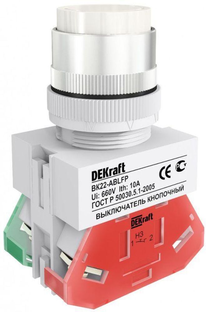 Выключатель кнопочный ABLFP ВК-22 d22мм 220В бел. DEKraft 25017DEK
