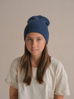 Шапка вязаная-резинка ЗИМА (Синий мел) УНО