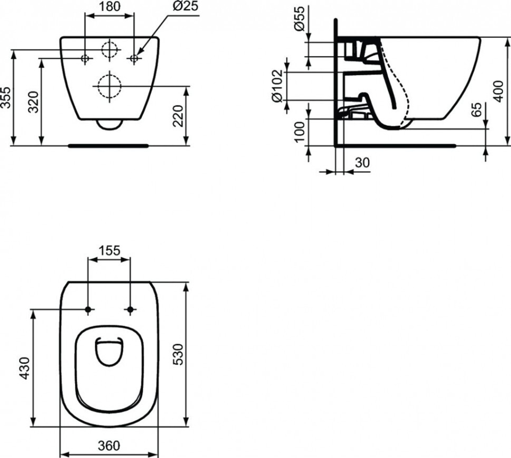 Промо-комплект Ideal standard ProSys Tesi Smartflush AquaBlade®