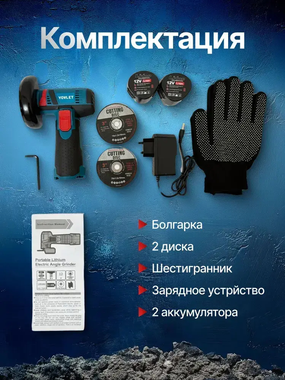 Болгарка аккумуляторная 125 с регулировкой оборотов, УШМ, Шлифовальная машинка