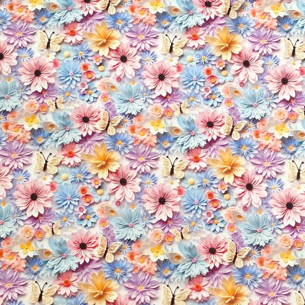 ИМИТАЦИЯ ЦВЕТОЧНОЙ ВЫШИВКИ #6, 100% хлопок Handmade Fabrics 1