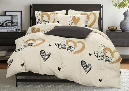 Комплект постельного белья 2 сп с простыней на рез.160х200 БЯЗЬ "Valentine" (нав. 70х70 или 50х70)