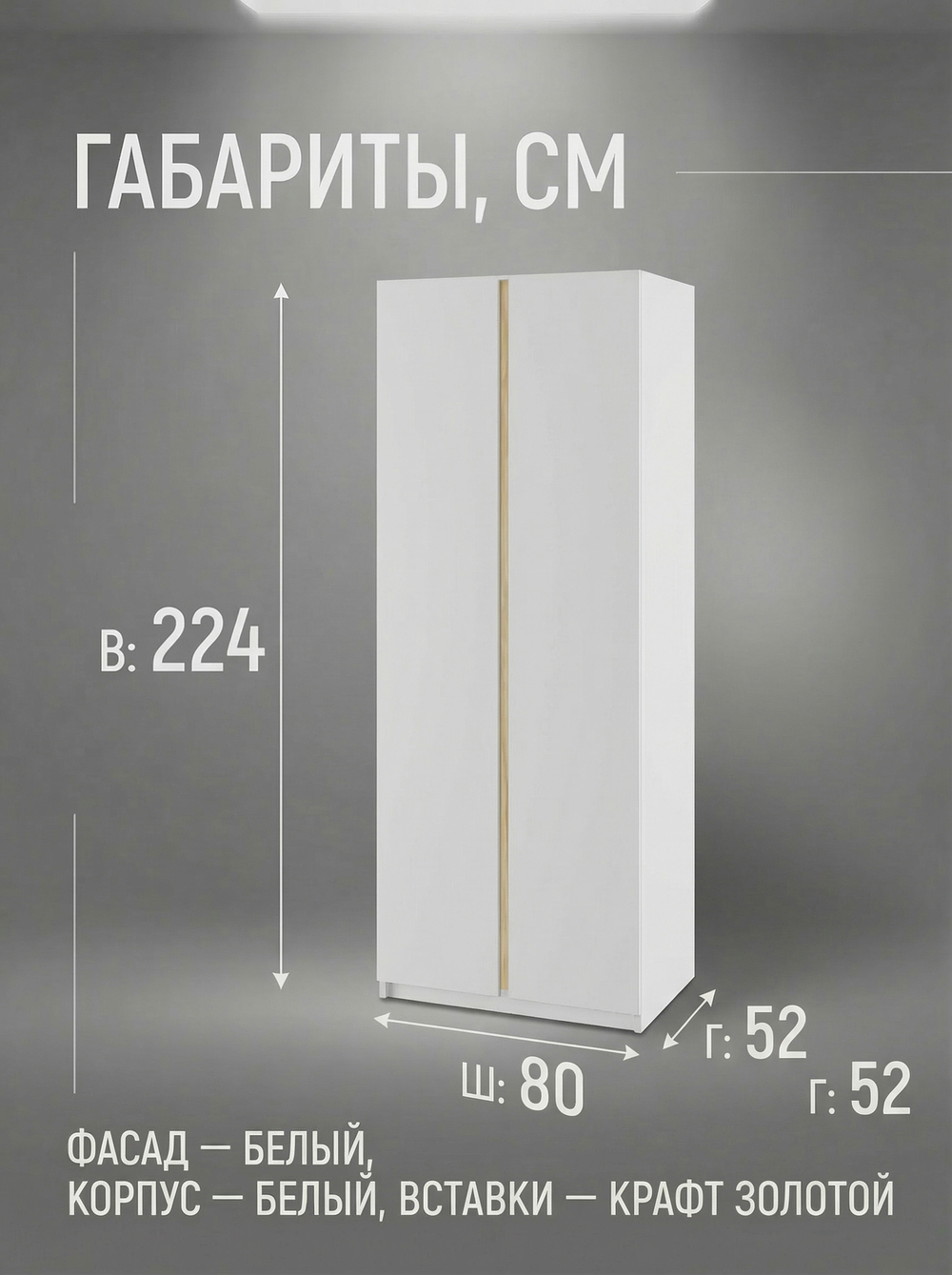 Шкаф Фаворит 2-х дверный 80х224х52 см без ручек полки штанга Альбина