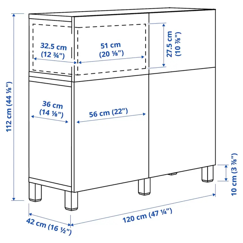 Комбинация для хранения - IKEA BESTÅ/BESTA, 120х42х112 см, черный матовый, БЕСТО ИКЕА