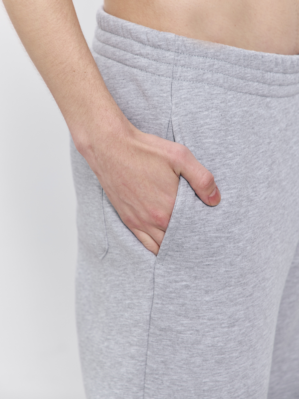 Брюки мусжкие с начесом "jogger fleece" (серый меланж)