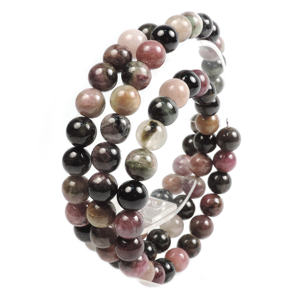 Браслет-пружина "Шарики" турмалин полихромный