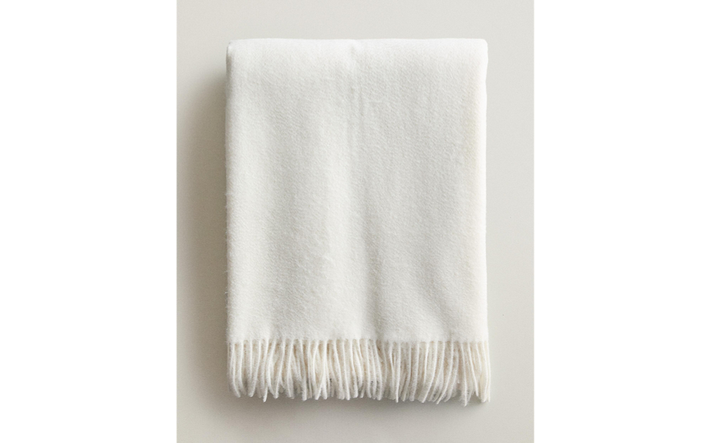 Zara Home плед из хлопка, экрю, 130x170 см