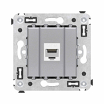 Компьютерная розетка RJ-45 без шторки в стену, кат.6А одинарная, "Avanti", "Закаленная сталь"