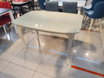 Стол обеденный, кухонный раздвижной KENNER 1200С крем/стекло крем глянец