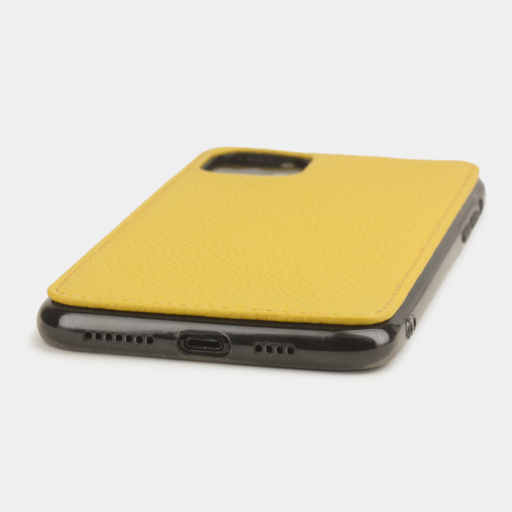 Чехол-накладка для iPhone 11 Pro Max из натуральной кожи теленка, желтого цвета