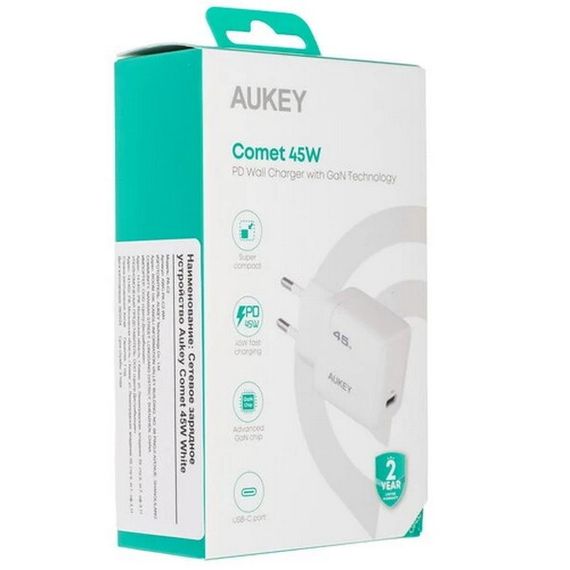 Cетевое зарядное устройство Aukey Comet 45W (AWC-PA-C2) White