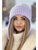 шапка ушанка вязаная зимняя ангора пушистая