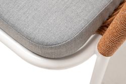 "Лион" стул плетеный из роупа, каркас из стали светло-серый (RAL7035) муар, роуп оранжевый меланж круглый, ткань светло-серая