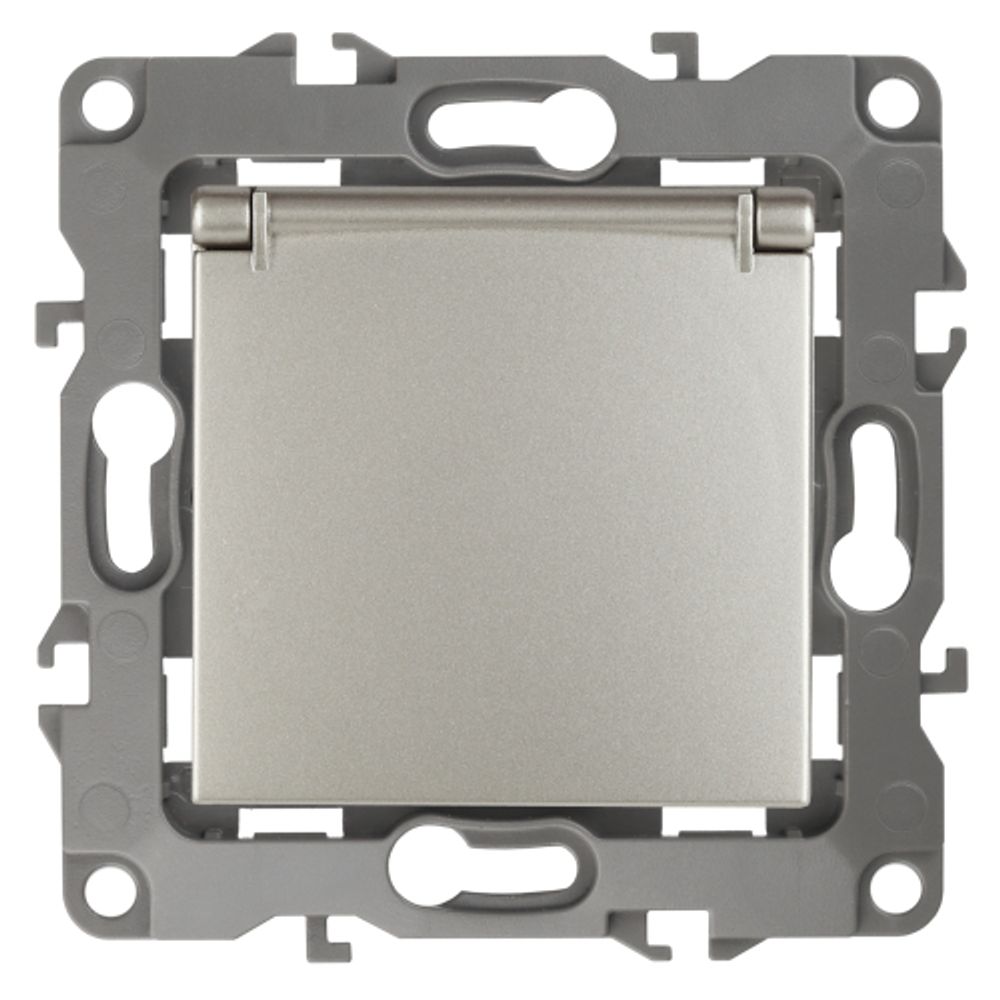 12-2103-15 ЭРА Розетка 2P+E Schuko со шторками с крышкой, 16A-250В, IP20, Эра12, перламутр | Эра 12 Перламутр