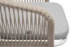 "Марсель" стул плетеный из роупа, каркас алюминий светло-серый (RAL7035) муар, роуп серый меланж круглый, ткань светло-серая