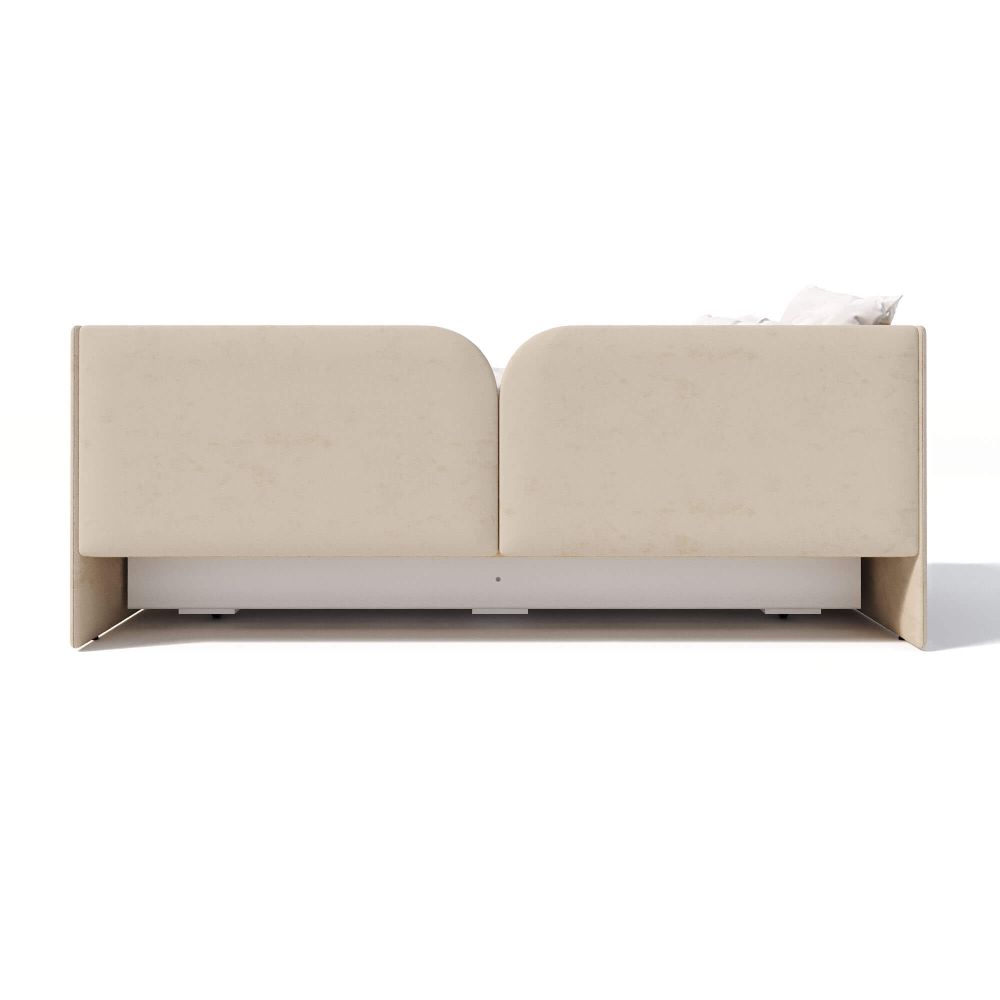 Кровать детская 160х80 см с бортиком и ящиком (скругленная) (лайт блю Беверли)