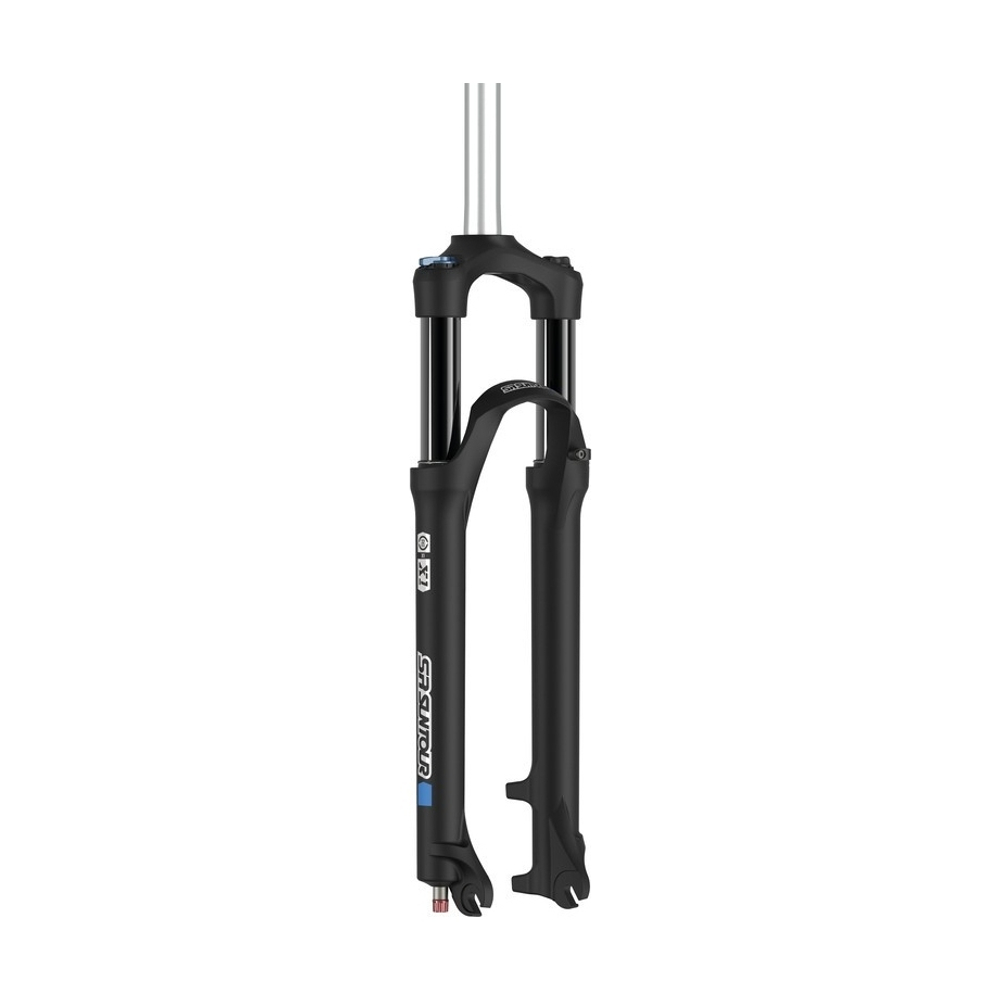Вилка амортизационная X1-COIL-RLR-DS , 27.5" рег-ка отск, блокиров на руле, шток 28.6*255мм, ход 120мм, втулка 100мм, только ДИСК, черная, SR SUNTOUR