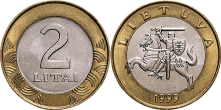Литва 2 лита, 1999 Рыцарь XF