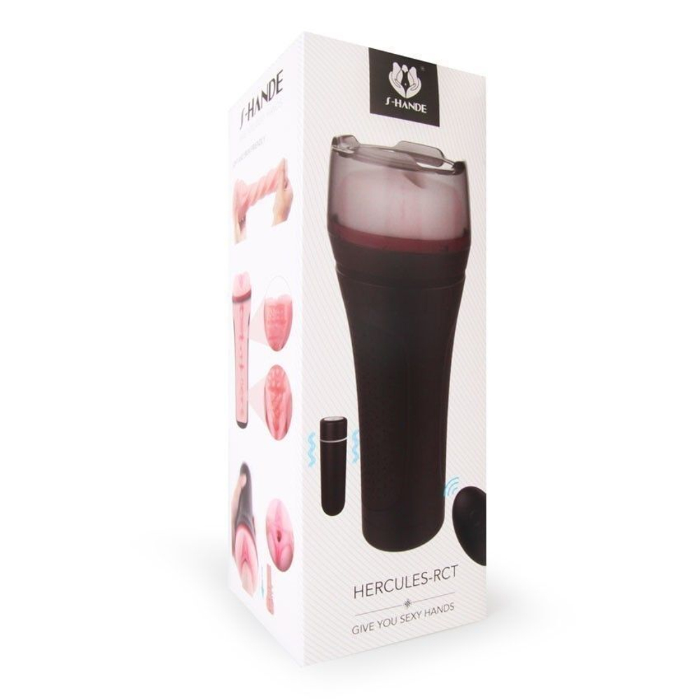 Черный мастурбатор-вагина с вибропулей и пультом ДУ (Цвет: черный)