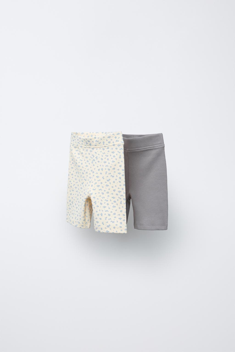 ZARA НАБОР ИЗ 2 ВЕЛОСИПЕДОК С ЦВЕТОЧНЫМ ПРИНТОМ, СЕРЫЙ