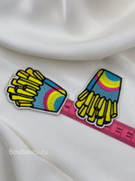 Нашивка "картошка фри" желто-голубая 5,5х4 см