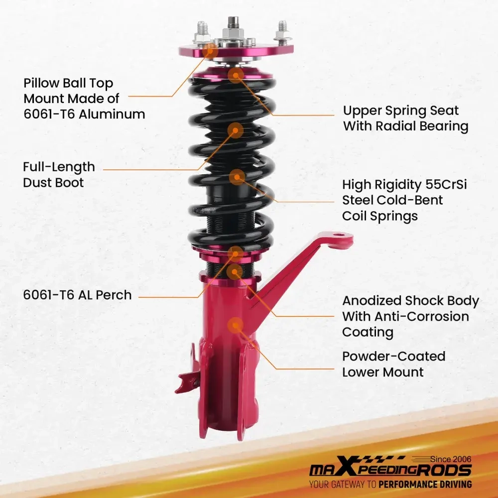 Комплект для автомобиля Honda Civic 2001 2002 2003 2004 2005 Adjustbale Height Shock Strut Red Coilovers lowering kit