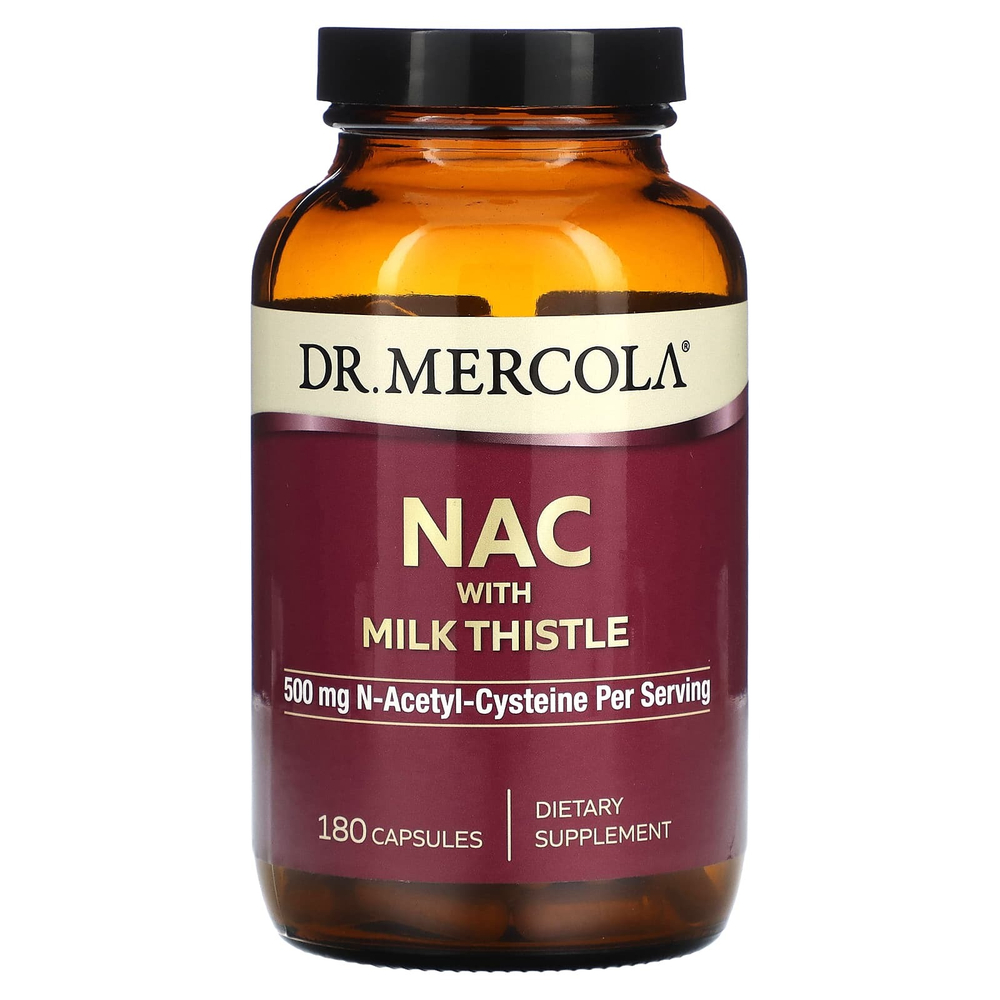 Dr. Mercola, NAC с расторопшей, 500 мг, 180 капсул (250 мг в 1 капсуле)