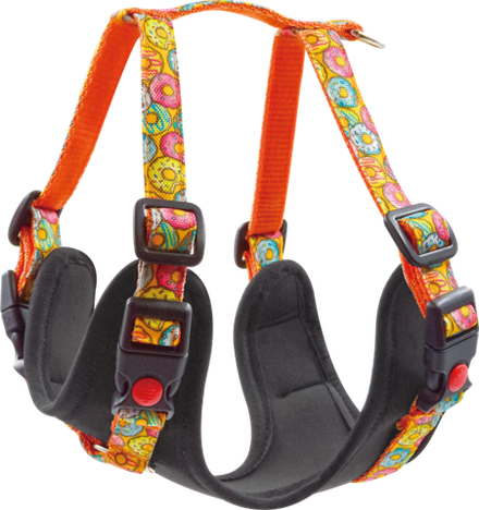 Шлейка ART LINE L, неопрен, капрон с принтом ПОНЧИКИ, 20 мм, ОГ 70-80 см, ОШ 50-60 см