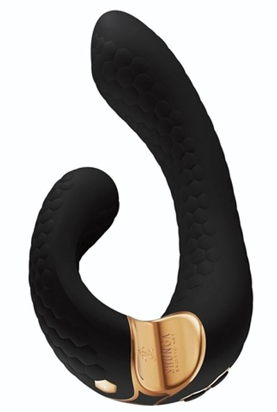 Черный гибкий вибростимулятор MIYO с двумя моторами - 18,5 см.