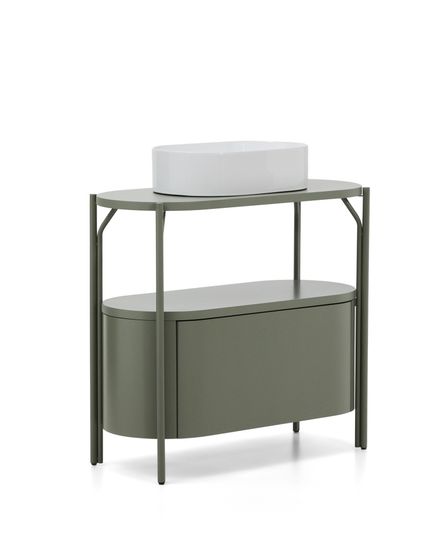 Тумба для ванной Arely из стали и зеленого лака