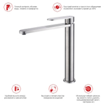 Смеситель для раковины высокий Raglo R10.15.05, сатин